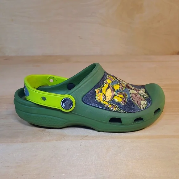 Crocs TMNT Kids Green and Yellow Clog Shoes - Picture 1 of 11